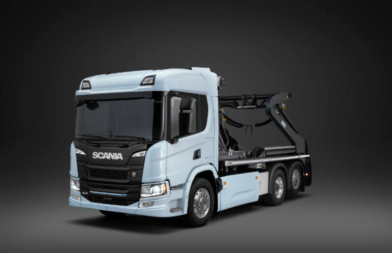 Scania electric truck skip bin