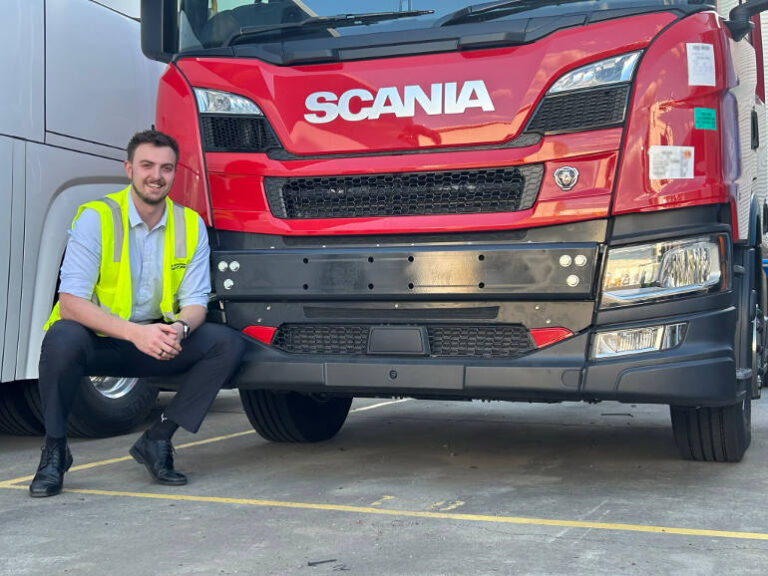 Scania's Dean van Lunenburg and the new winch bar for first responder vehicles