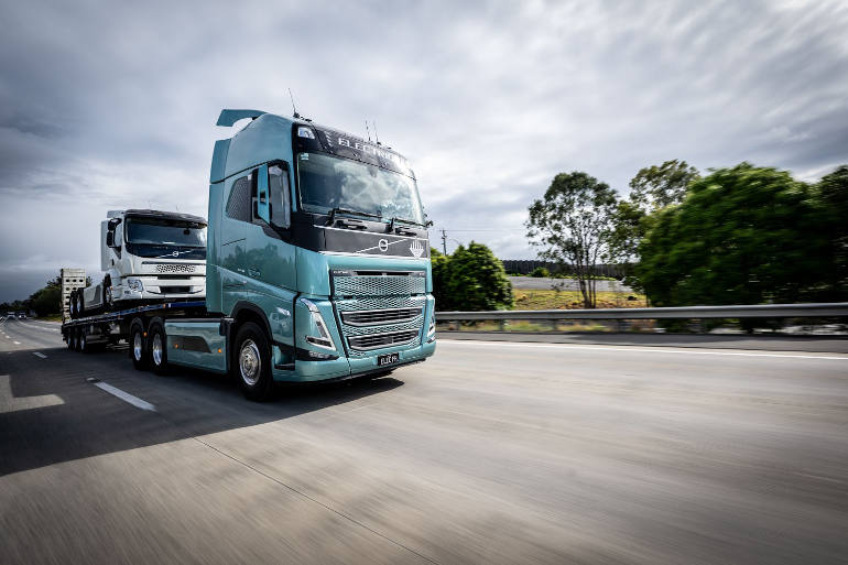 Volvo electric truck FH with trailer