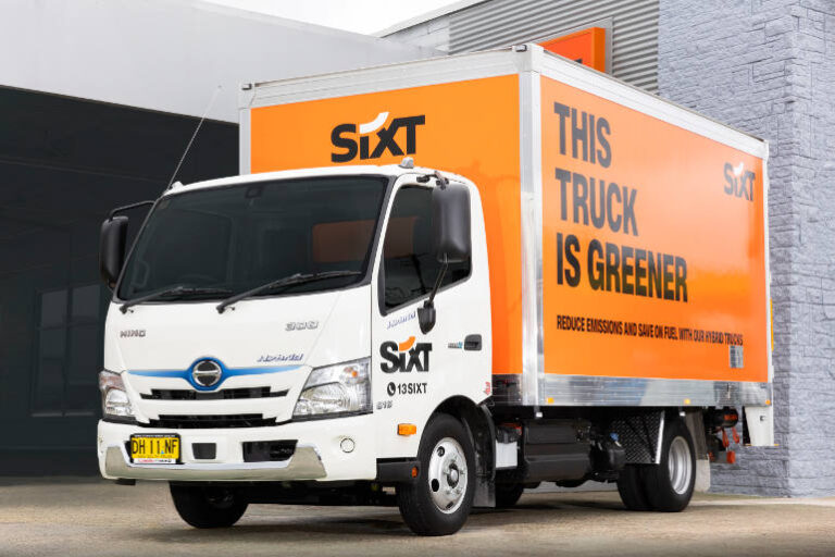 SIXT is a customer of Hino and are going greener with Hybrid. Photo by Renee Nowytarger/The Photo Pitch