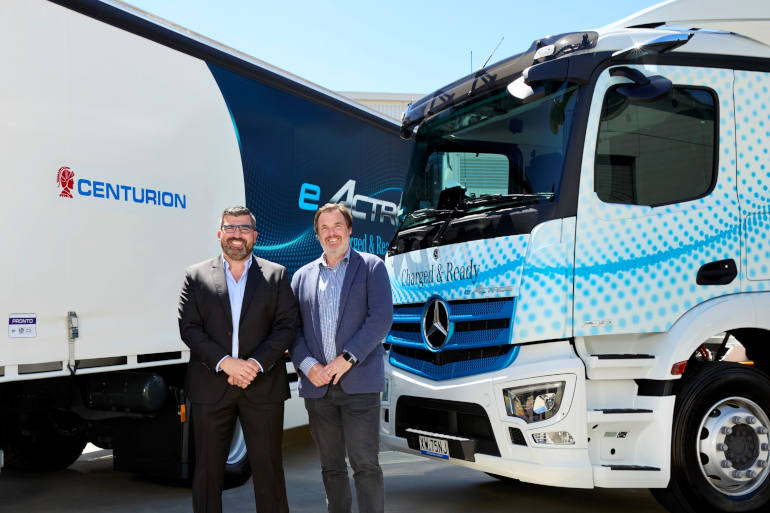 Mercedes electric trucks in centurion fleet in metro perth