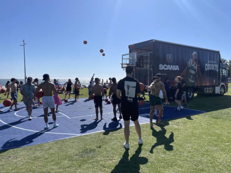 basketball on the back of a truck