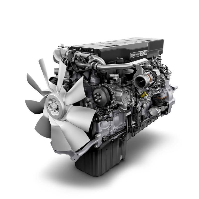 black truck engine with fan